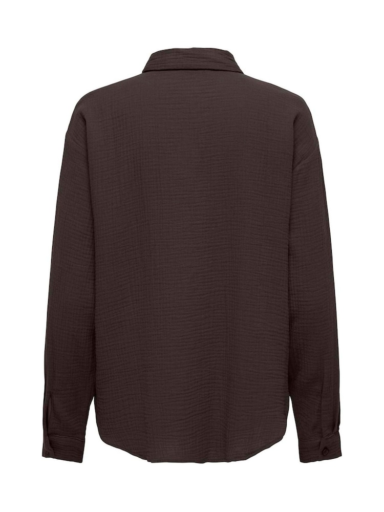 JDY Brown Cheesecloth Regular Fit Shirt - Image 5 of 5 JDY Brown Cheesecloth Regular Fit Shirt - Image 5 of 5