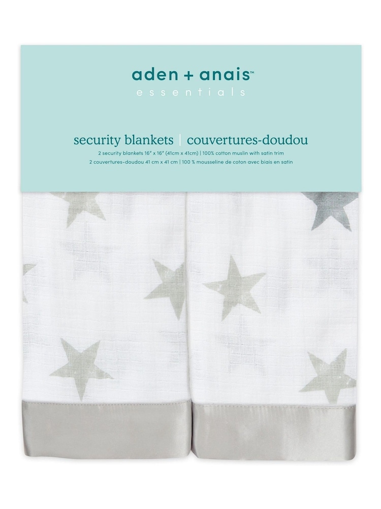 aden + anais Grey Essentials Muslin 100% Cotton Comforter Security Blankets 2 Pack - Image 2 of 3