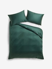Bottle Green 400 Thread Count 100% Egyptian Cotton Sateen Luxury Duvet Cover and Pillowcase Set - Image 2 of 3