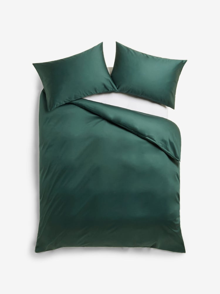 Bottle Green 400 Thread Count 100% Egyptian Cotton Sateen Luxury Duvet Cover and Pillowcase Set - Image 2 of 3