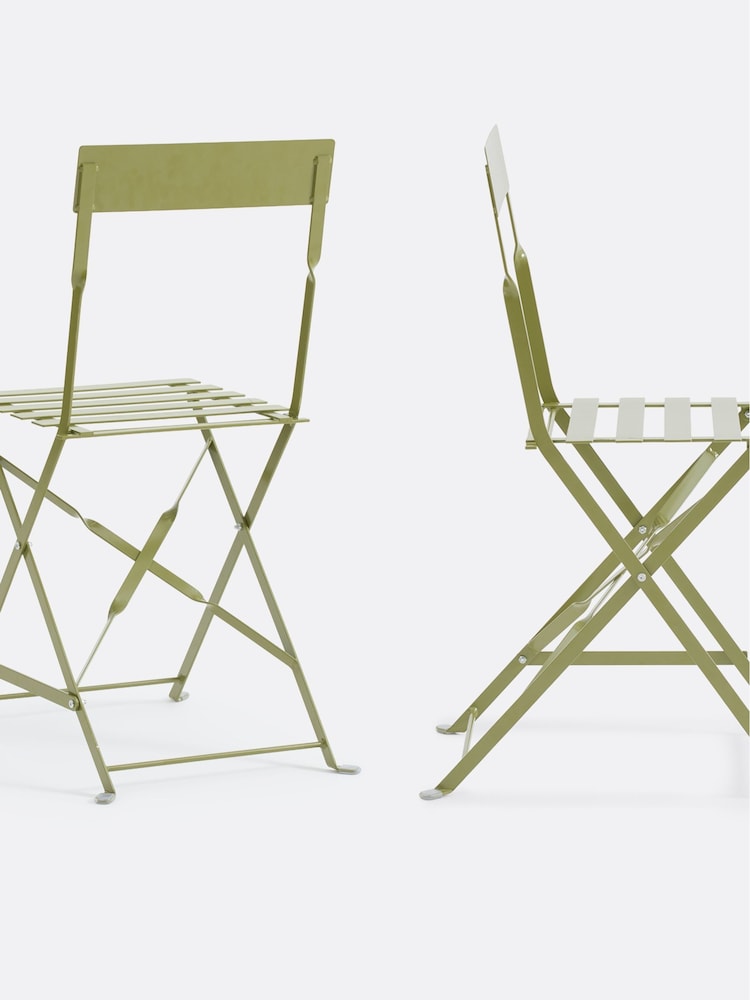 La Redoute Intérieurs Set of 2 Khaki Ozevan Folding Metal Chairs - Image 2 of 6 La Redoute Intérieurs Set of 2 Khaki Ozevan Folding Metal Chairs - Image 2 of 6
