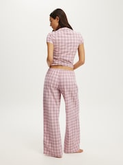 Cotton On Pink Dreamy Soft Fitted Polo & Wide Leg Pant Set - Image 2 of 5
