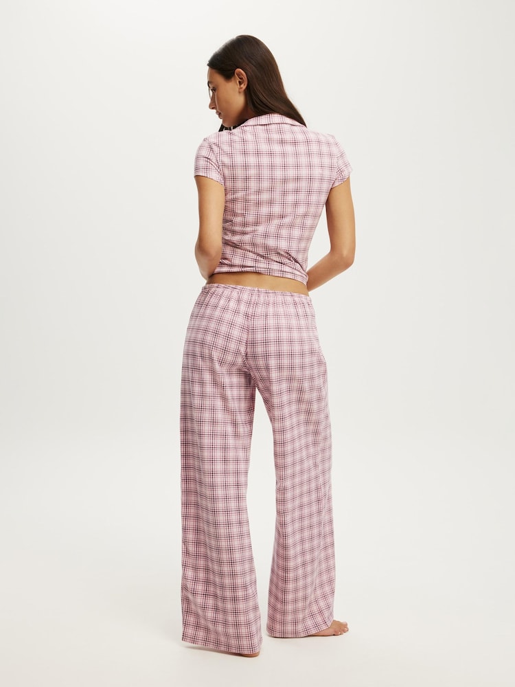 Cotton On Pink Dreamy Soft Fitted Polo & Wide Leg Pant Set - Image 2 of 5
