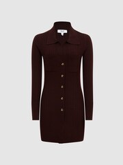 Reiss Burgundy Corrin Cashmere Blend Cardigan - Image 2 of 6