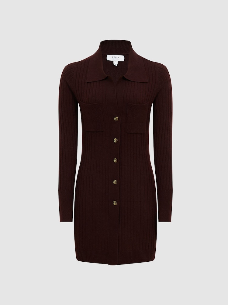 Reiss Burgundy Corrin Cashmere Blend Cardigan - Image 2 of 6