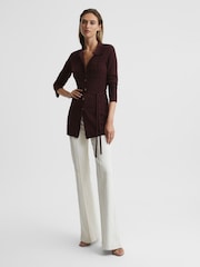 Reiss Burgundy Corrin Cashmere Blend Cardigan - Image 3 of 6