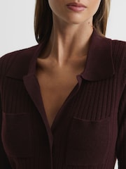 Reiss Burgundy Corrin Cashmere Blend Cardigan - Image 6 of 6