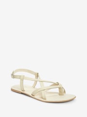 White Forever Comfort® Leather Toe Post Flat Sandals - Image 3 of 5