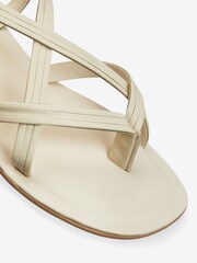 White Forever Comfort® Leather Toe Post Flat Sandals - Image 5 of 5