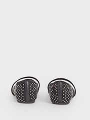 Reiss Black Amelia Crystal Detail Mesh Ballet Flats - Image 6 of 6