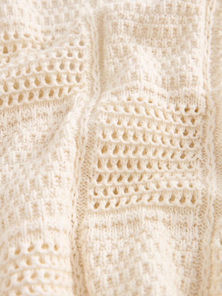 Ecru Cream Tie Front Stitch Detail Cardigan - Image 6 of 6