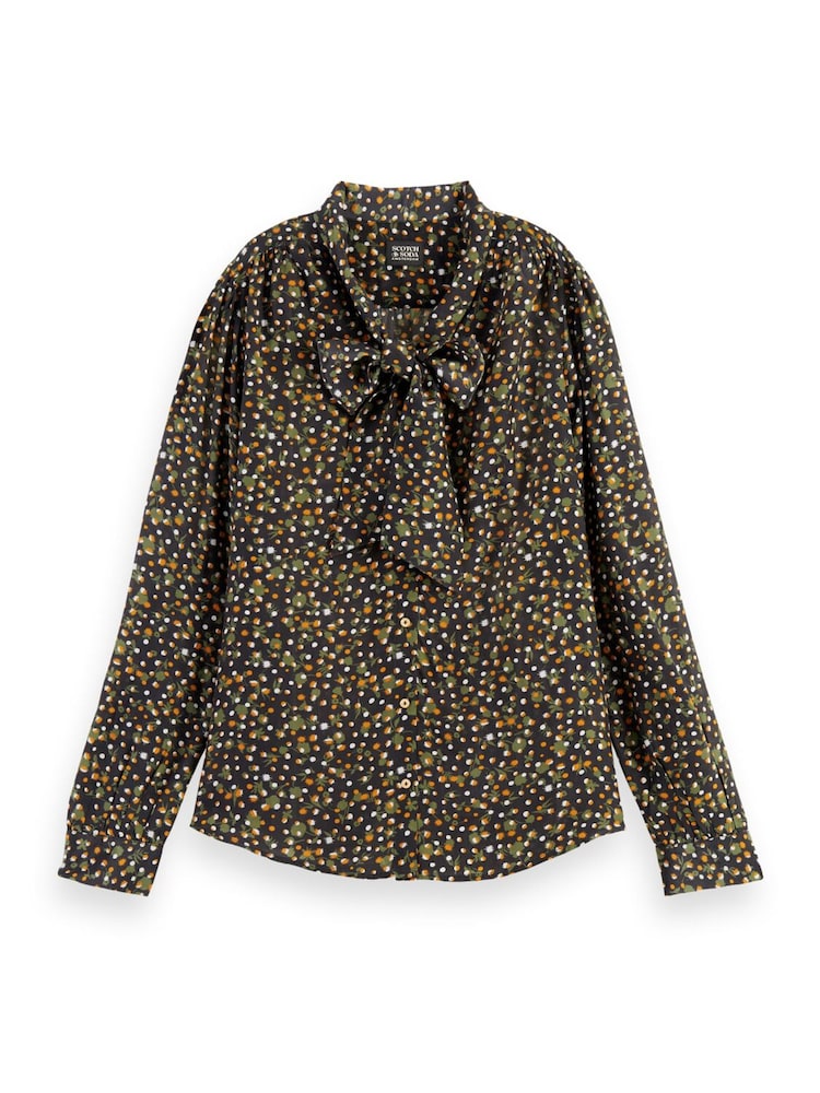 Scotch And Soda Black Printed Drapey Shirt - Image 1 of 5