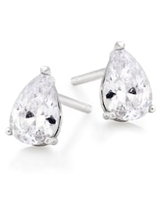 Beaverbrooks Sterling Silver Cubic Zirconia Pear Stud Earrings - Image 1 of 4