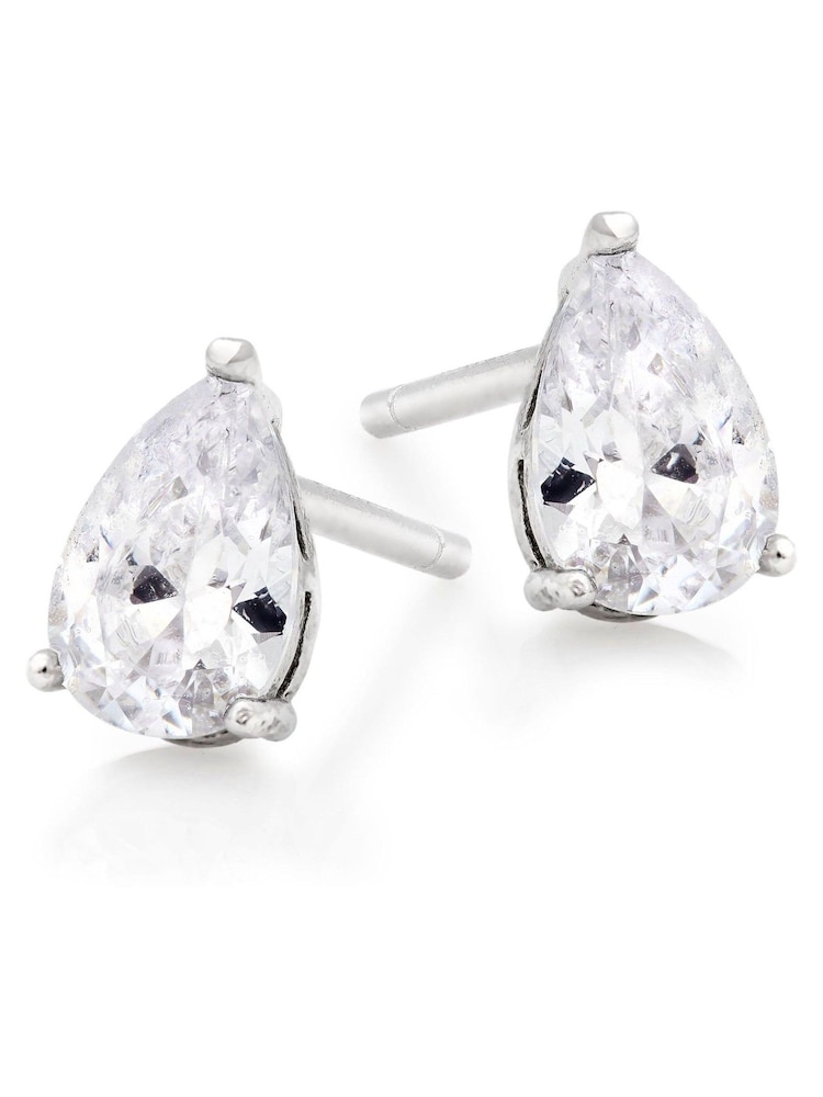 Beaverbrooks Sterling Silver Cubic Zirconia Pear Stud Earrings - Image 1 of 4