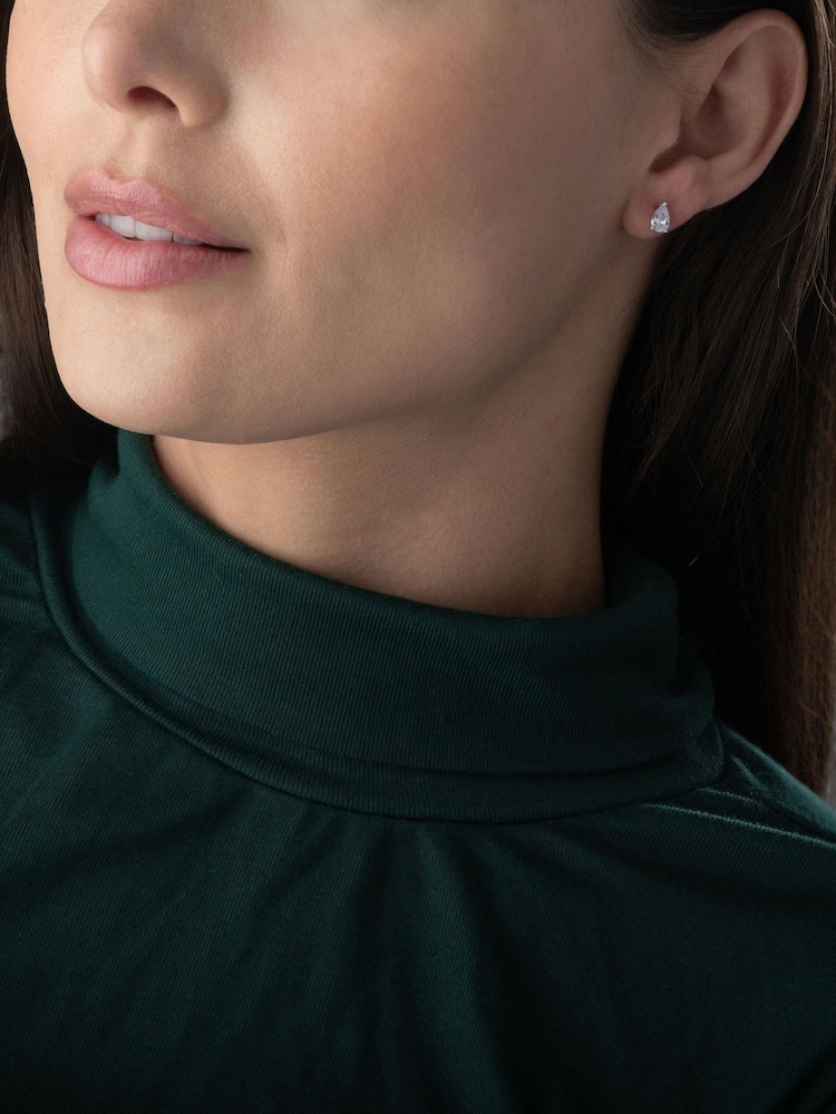 Beaverbrooks Sterling Silver Cubic Zirconia Pear Stud Earrings - Image 2 of 4