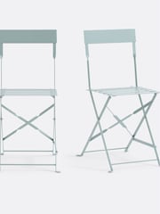 La Redoute Intérieurs Set of 2 Grey Green Ozevan Folding Metal Chairs - Image 1 of 4