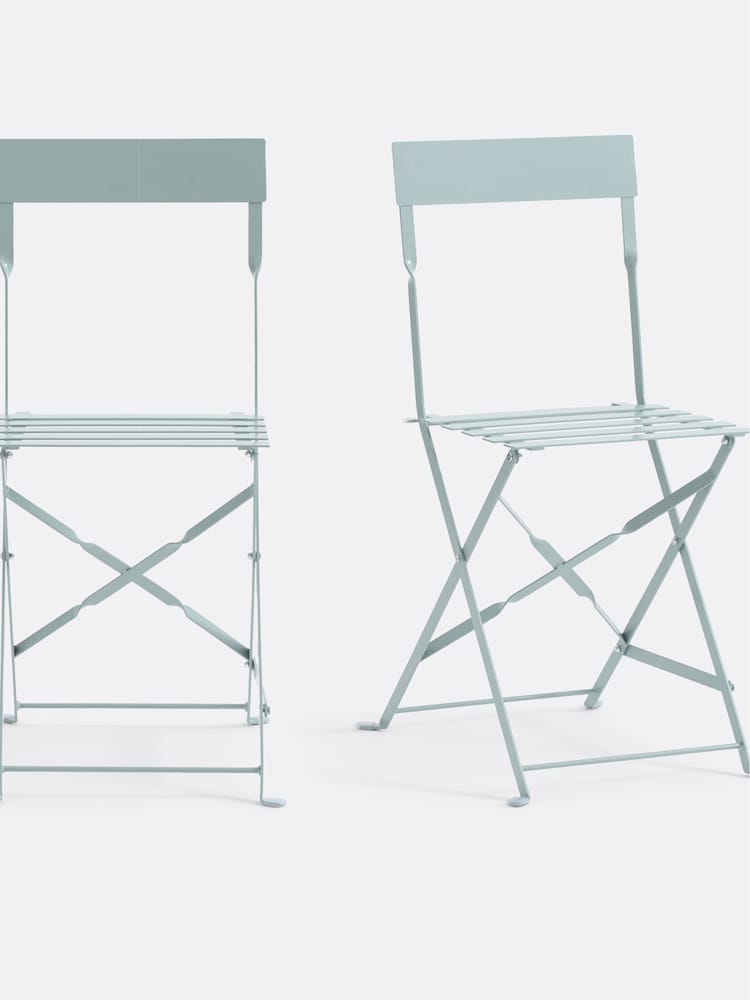 La Redoute Intérieurs Set of 2 Grey Green Ozevan Folding Metal Chairs - Image 1 of 4 La Redoute Intérieurs Set of 2 Grey Green Ozevan Folding Metal Chairs - Image 1 of 4