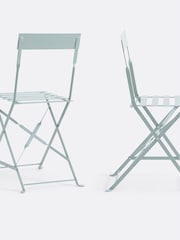 La Redoute Intérieurs Set of 2 Grey Green Ozevan Folding Metal Chairs - Image 2 of 4