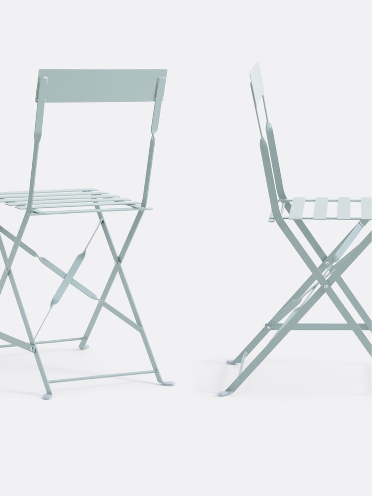 La Redoute Intérieurs Set of 2 Grey Green Ozevan Folding Metal Chairs - Image 2 of 4 La Redoute Intérieurs Set of 2 Grey Green Ozevan Folding Metal Chairs - Image 2 of 4