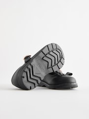 Black Matt Standard Fit (F) School Junior Bow T-Bar Shoes - Image 9 of 9