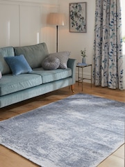 Blue Graphite Abstract Flat Weave Rug - Image 1 of 5