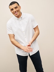 Barbour® White Oxtown Classic Short Sleeve Oxford 100% Cotton Shirt - Image 1 of 6