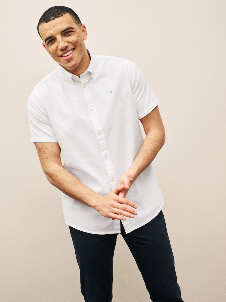 Barbour® White Oxtown Classic Short Sleeve Oxford 100% Cotton Shirt - Image 1 of 6