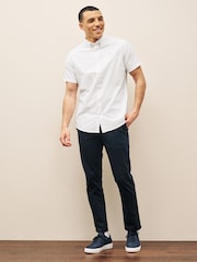 Barbour® White Oxtown Classic Short Sleeve Oxford 100% Cotton Shirt - Image 2 of 6