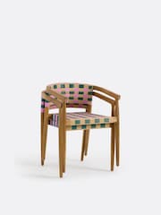 La Redoute Intérieurs Set of 2 Pink Bianca Dining Chairs in Solid Teak and Woven Resin - Image 2 of 4