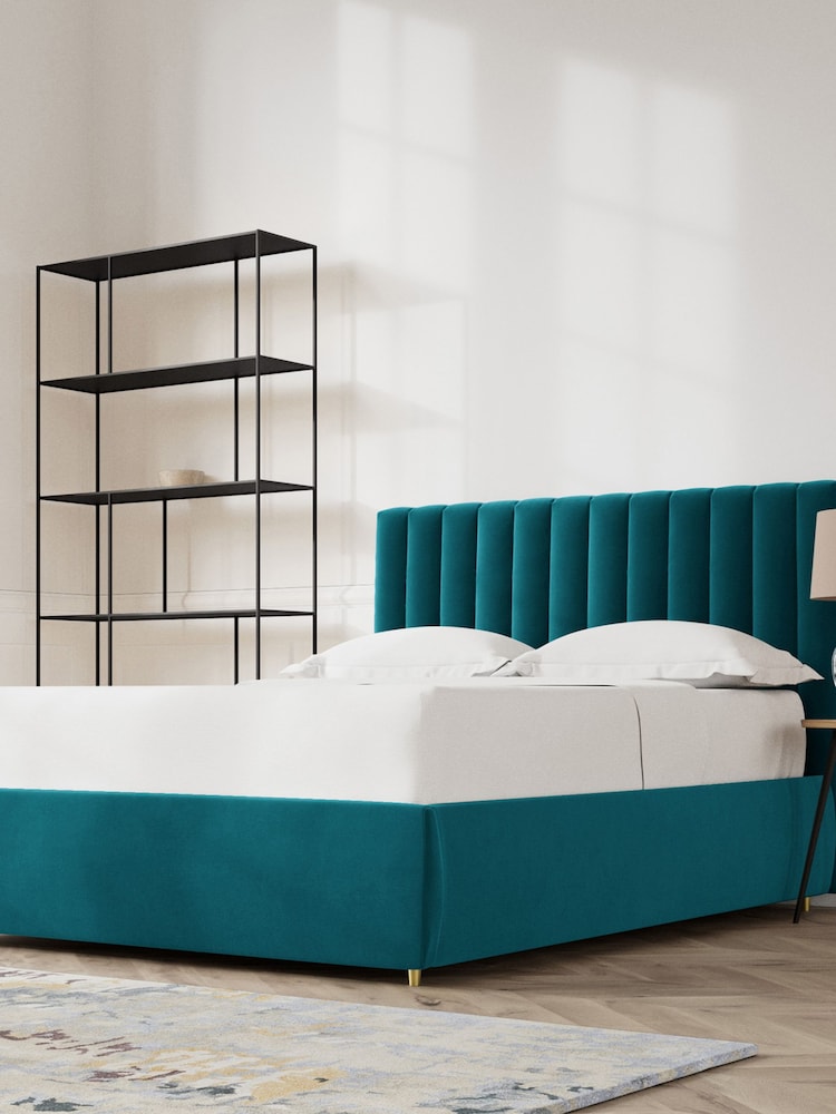 Swoon Easy Velvet Kingfisher Blue Porlock Divan Bed - Image 2 of 8