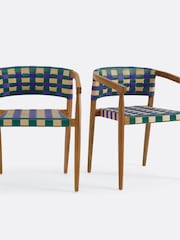 La Redoute Intérieurs Set of 2 Purple Bianca Dining Chairs in Solid Teak and Woven Resin - Image 2 of 6