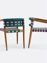 La Redoute Intérieurs Set of 2 Purple Bianca Dining Chairs in Solid Teak and Woven Resin - Image 3 of 6