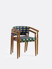 La Redoute Intérieurs Set of 2 Purple Bianca Dining Chairs in Solid Teak and Woven Resin - Image 4 of 6