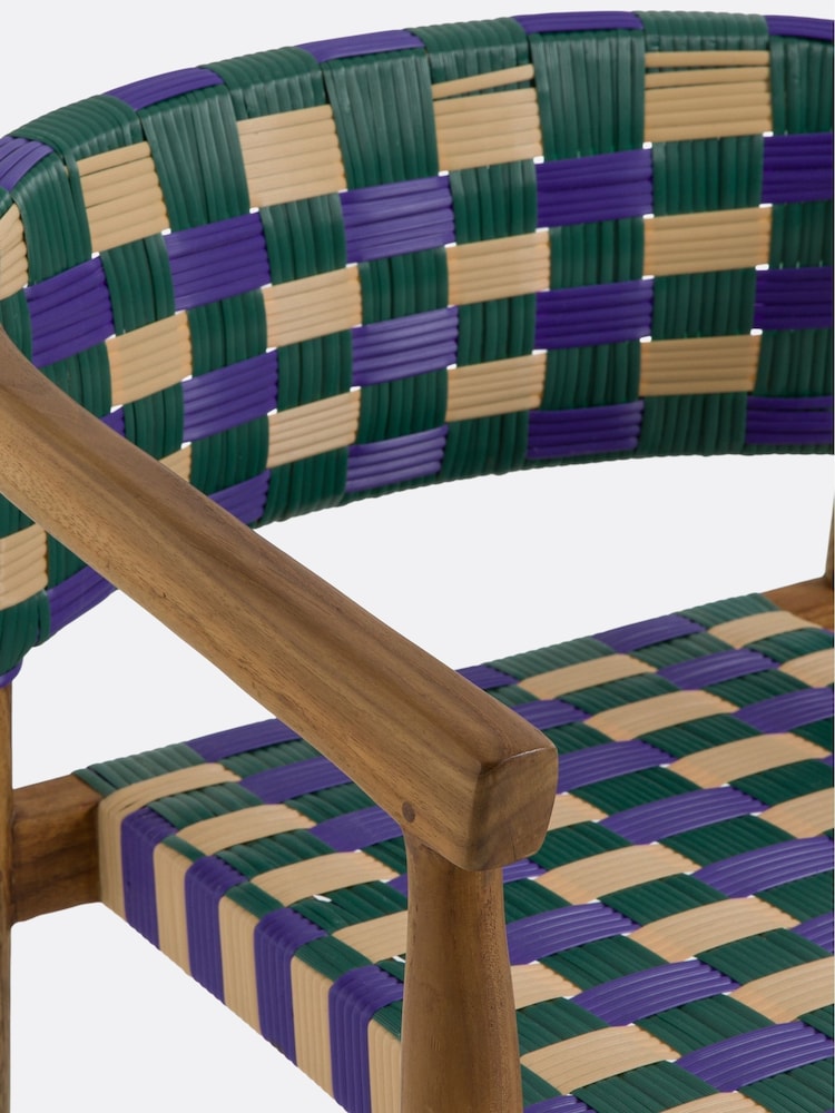 La Redoute Intérieurs Set of 2 Purple Bianca Dining Chairs in Solid Teak and Woven Resin - Image 6 of 6 La Redoute Intérieurs Set of 2 Purple Bianca Dining Chairs in Solid Teak and Woven Resin - Image 6 of 6