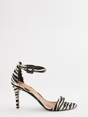 Zebra Signature Leather Mid Heel Sandals - Image 3 of 5