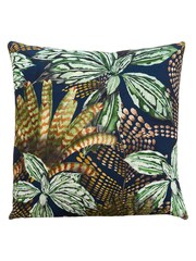 Wylder Green Mogori Abstract Leaves Printed Velvet Reverse Cushion - Image 2 of 3