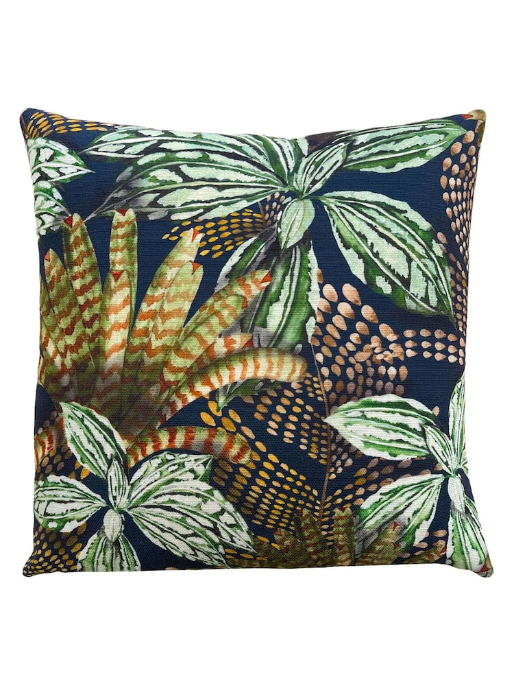 Wylder Green Mogori Abstract Leaves Printed Velvet Reverse Cushion - Image 2 of 3