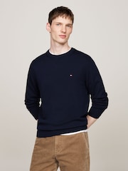 Tommy Hilfiger Dark Blue Cotton Blend Jumper With Cashmere - Image 1 of 5
