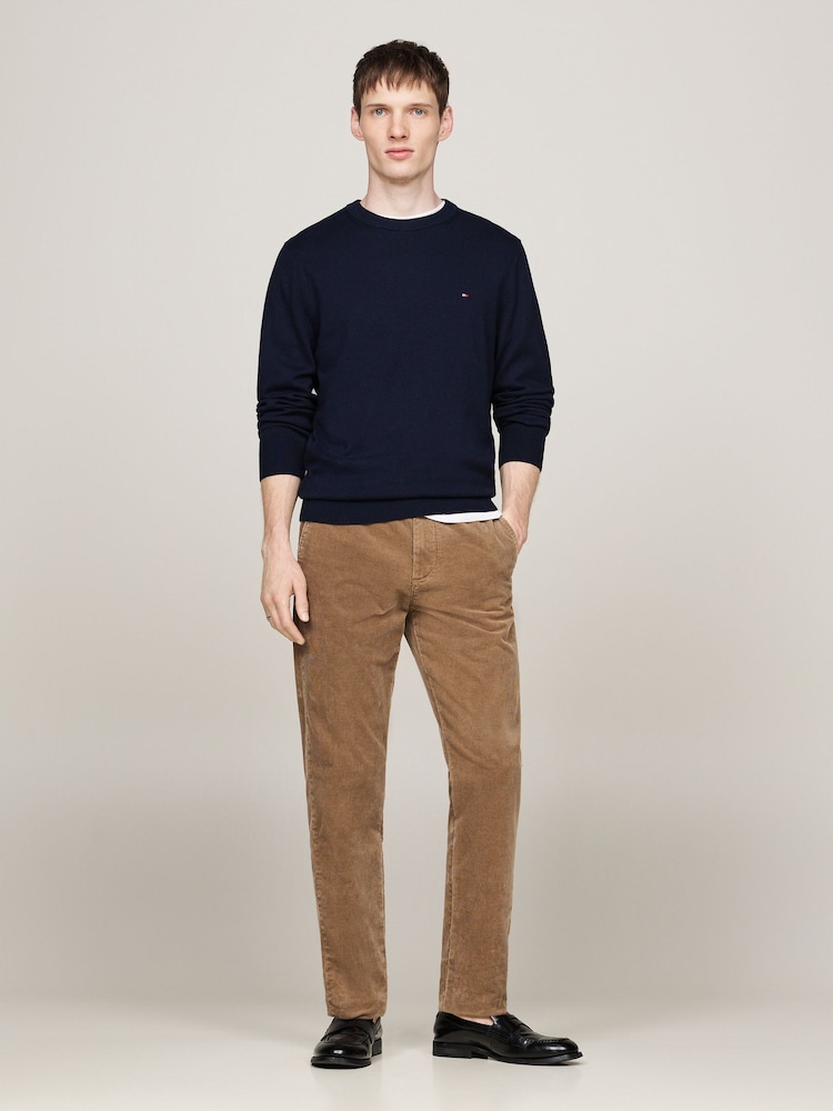 Tommy Hilfiger Dark Blue Cotton Blend Jumper With Cashmere - Image 4 of 5