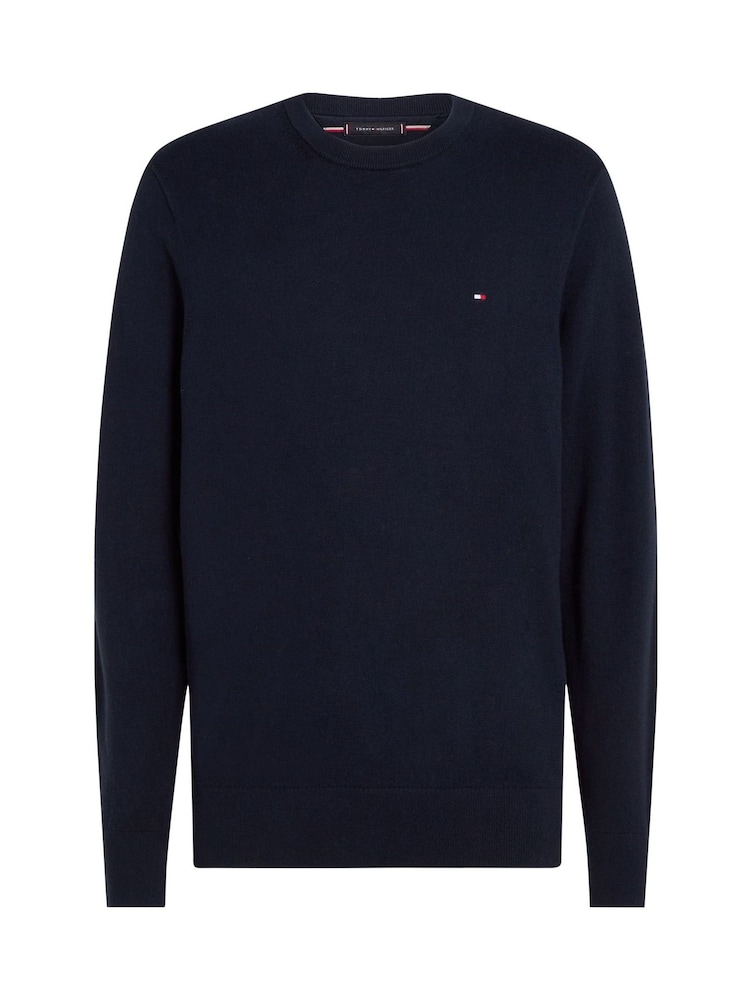 Tommy Hilfiger Dark Blue Cotton Blend Jumper With Cashmere - Image 5 of 5