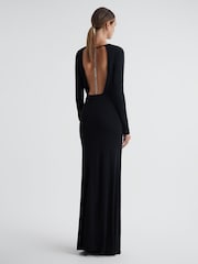 Reiss Black Dora Diamanté Bodycon Maxi Dress - Image 1 of 4