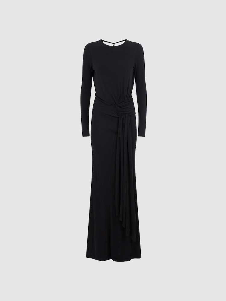 Reiss Black Dora Diamanté Bodycon Maxi Dress - Image 2 of 4