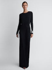 Reiss Black Dora Diamanté Bodycon Maxi Dress - Image 4 of 4