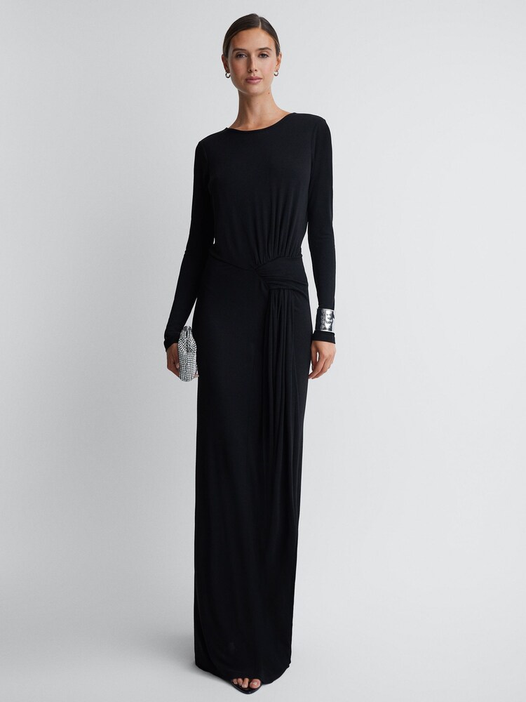 Reiss Black Dora Diamanté Bodycon Maxi Dress - Image 4 of 4