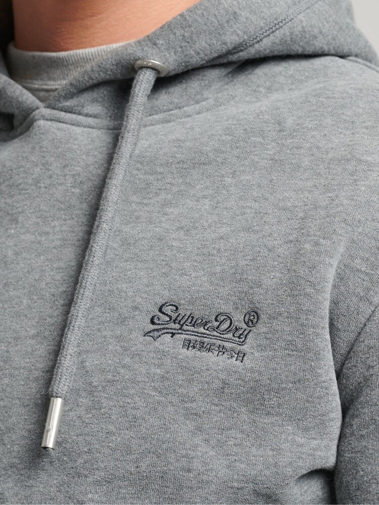 Charcoal Grey Marl - Superdry Cotton Vintage Logo Embroidered Hoodie - Image 5 of 6