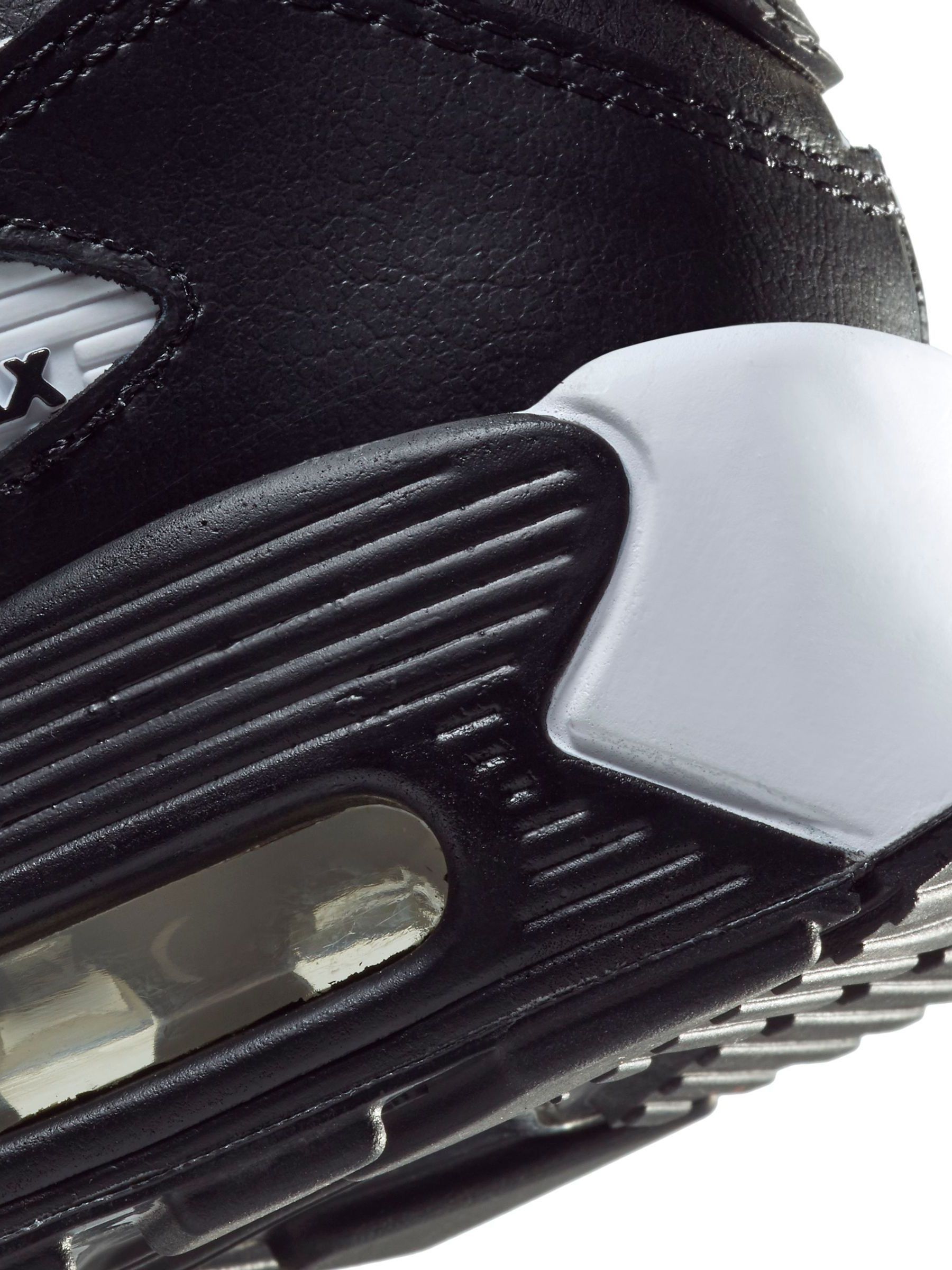 Nike air max 90 leather black/white/violet grade school kids' shoe store