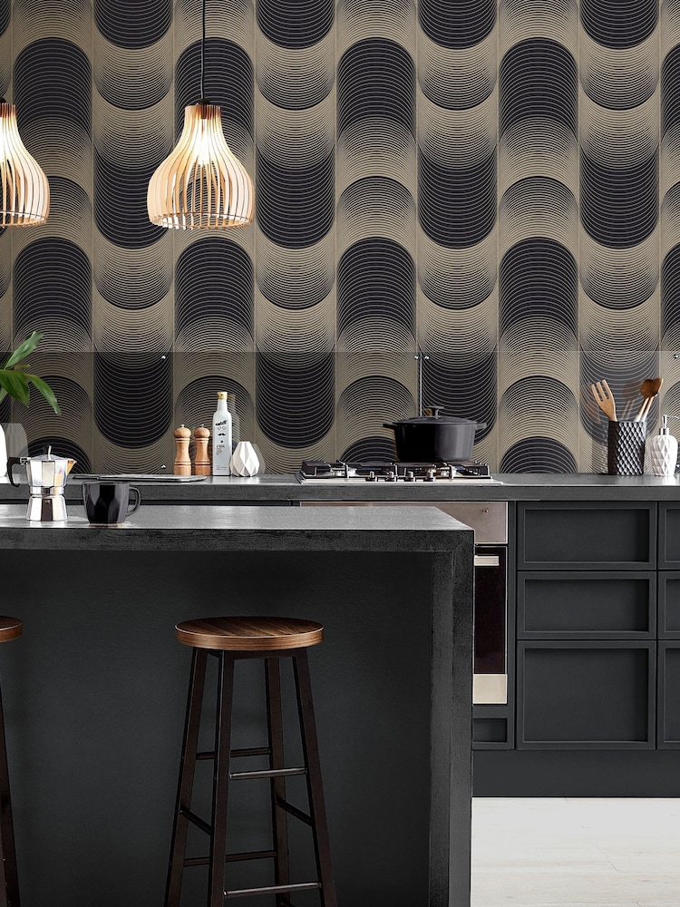 Graham & Brown Black & Gold Eclipse 10M Wallpaper - Image 1 of 3