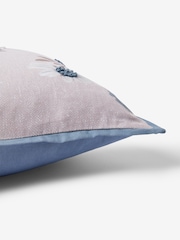 Blue 50 x 50cm Ribbon Embellished Daisy 100% Cotton Cushion - Image 2 of 4