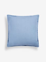Blue 50 x 50cm Ribbon Embellished Daisy 100% Cotton Cushion - Image 4 of 4