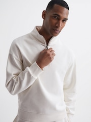 Reiss Ecru Crane Half Zip Funnel Neck Jumper - Image 1 of 7